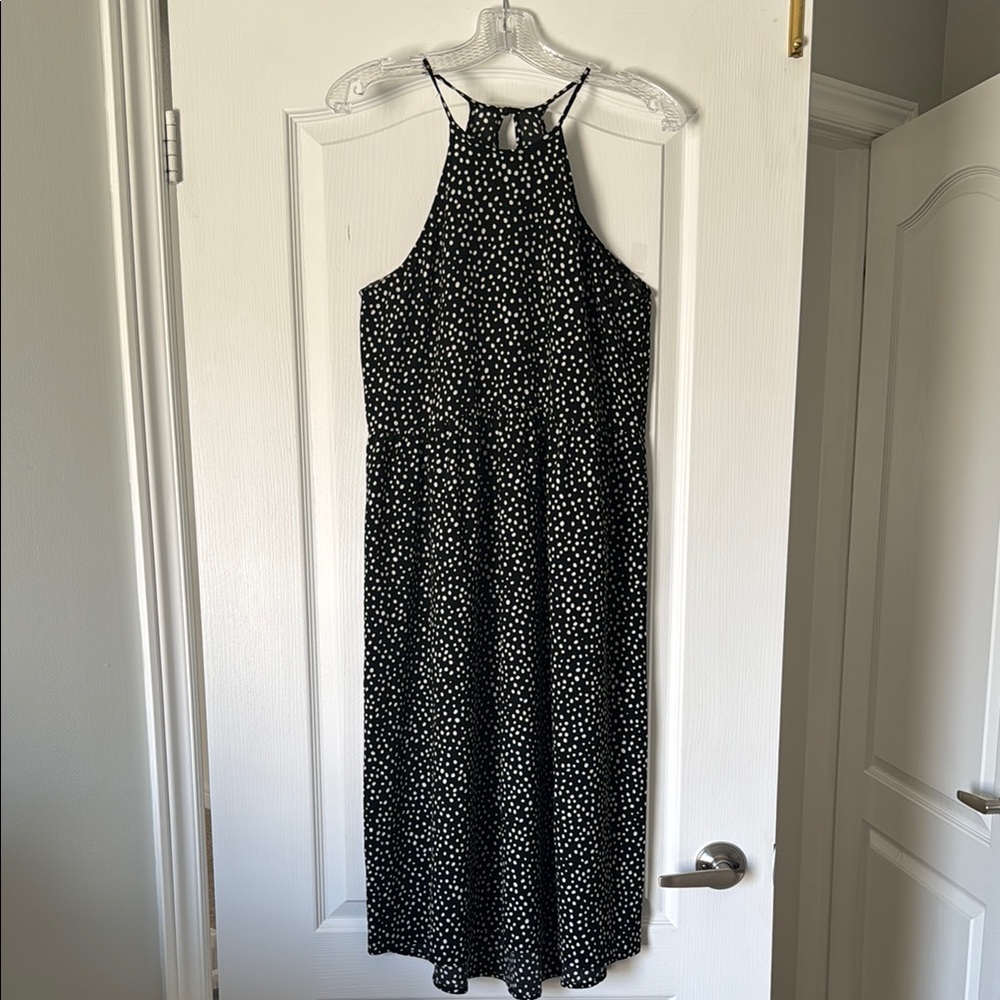 Abound Black and White Polka Dot Women's Sleeveless Midi Dress Small